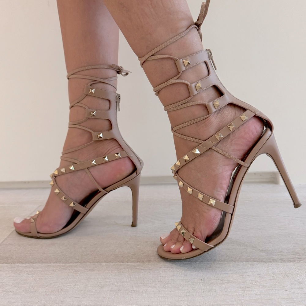 Valentino Leather Gladiator Sandals, size 38